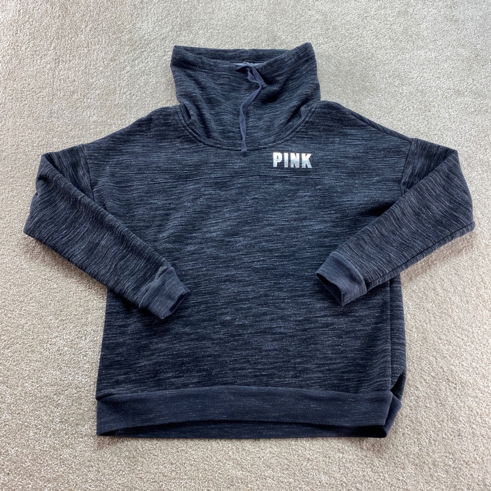 Pink Victoria's Secret Funnel Neck Sweatshirt Womens Small Gray Marl Pullover